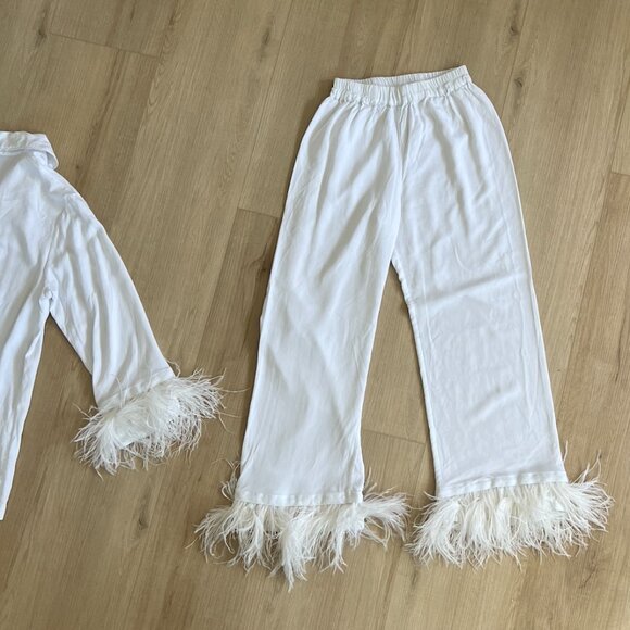 Sleeper - White Bridal Double Feather PJ Set (XS) - Picture 4 of 6